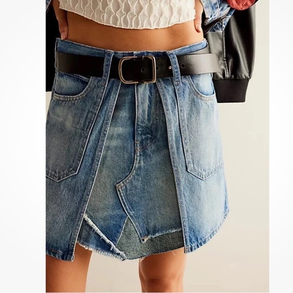We The Free Blue Jean Shorts High-Waisted Raw Hem - Picture 1 of 12